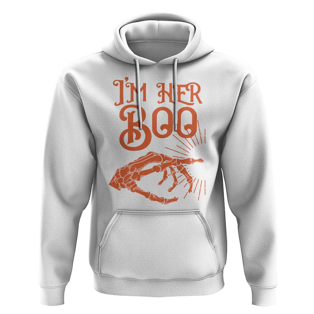 Halloween Couple Matching Hoodie I'm Her Boo Skeleton Hand TS09 White Print Your Wear
