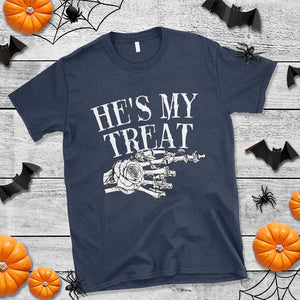 Halloween Couple Matching T Shirt He's My Treat Skeleton Hand TS09 Navy Print Your Wear