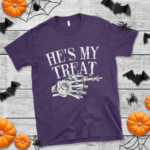 Halloween Couple Matching T Shirt He's My Treat Skeleton Hand TS09 Purple Print Your Wear