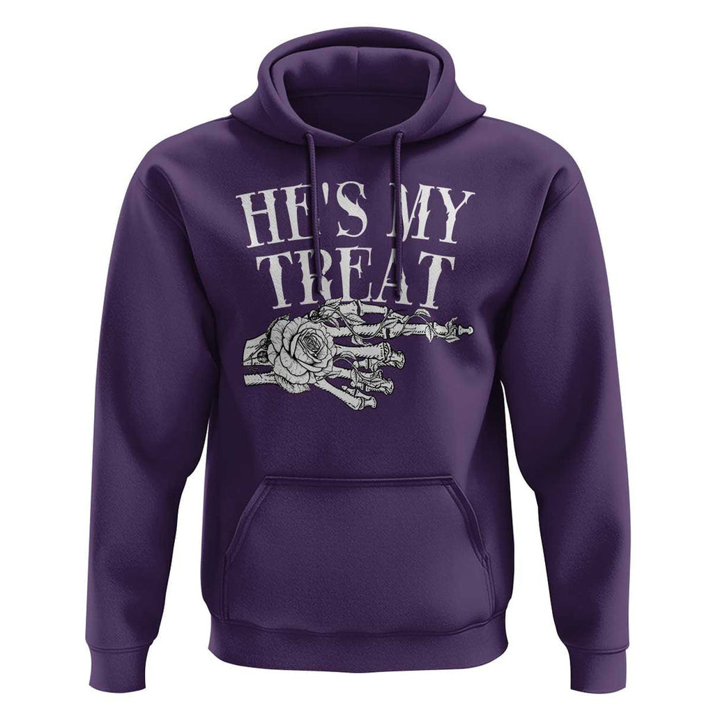 Halloween Couple Matching Hoodie He's My Treat Skeleton Hand TS09 Purple Print Your Wear