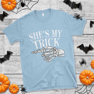 Halloween Couple Matching T Shirt She's My Trick Skeleton Hand TS09 Light Blue Print Your Wear