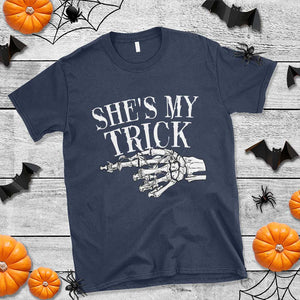 Halloween Couple Matching T Shirt She's My Trick Skeleton Hand TS09 Navy Print Your Wear