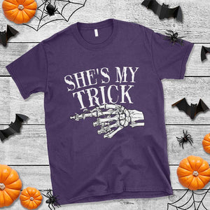 Halloween Couple Matching T Shirt She's My Trick Skeleton Hand TS09 Purple Print Your Wear