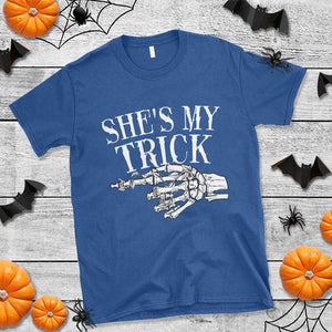 Halloween Couple Matching T Shirt She's My Trick Skeleton Hand TS09 Royal Blue Print Your Wear