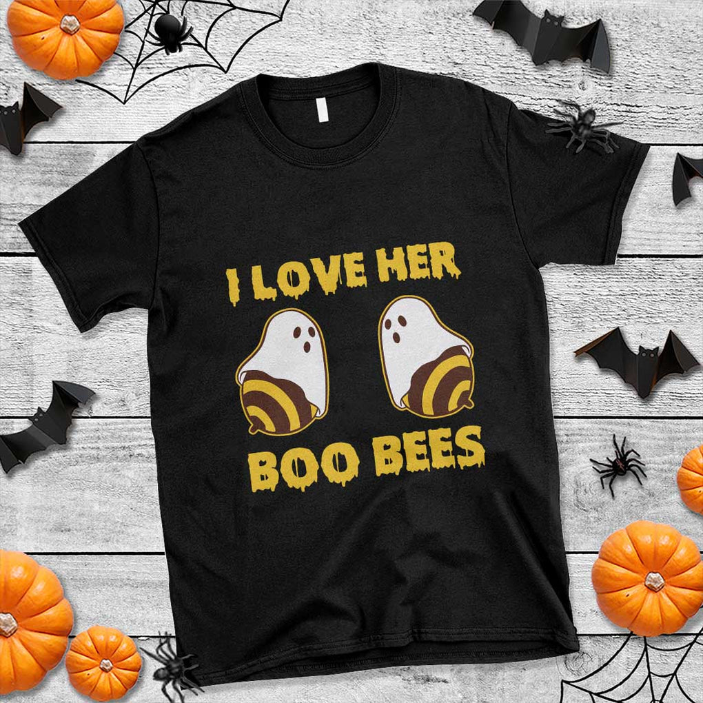 Halloween Couple Matching T Shirt I Love Her Boo Bees TS09 Black Print Your Wear