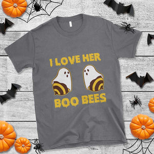 Halloween Couple Matching T Shirt I Love Her Boo Bees TS09 Charcoal Print Your Wear