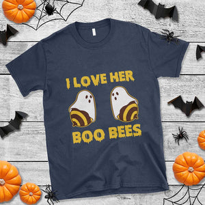 Halloween Couple Matching T Shirt I Love Her Boo Bees TS09 Navy Print Your Wear