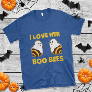 Halloween Couple Matching T Shirt I Love Her Boo Bees TS09 Royal Blue Print Your Wear