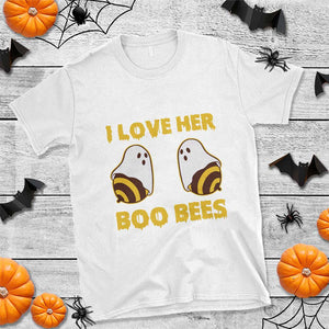 Halloween Couple Matching T Shirt I Love Her Boo Bees TS09 White Print Your Wear