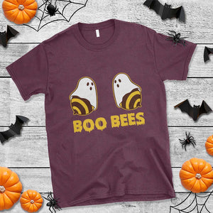 Halloween Couple Matching T Shirt Boo Bees Funny Ghost Bee TS09 Maroon Print Your Wear