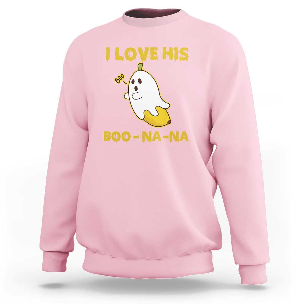 Halloween Couple Matching Sweatshirt I Love His Boo-na-na TS09 Light Pink Print Your Wear