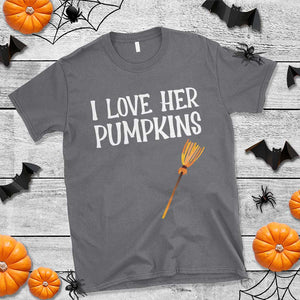 Halloween Couple Matching T Shirt I Love Her Pumpkins TS09 Charcoal Print Your Wear