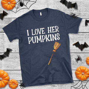 Halloween Couple Matching T Shirt I Love Her Pumpkins TS09 Navy Print Your Wear