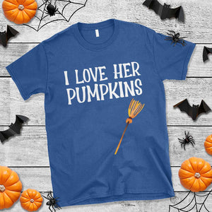 Halloween Couple Matching T Shirt I Love Her Pumpkins TS09 Royal Blue Print Your Wear