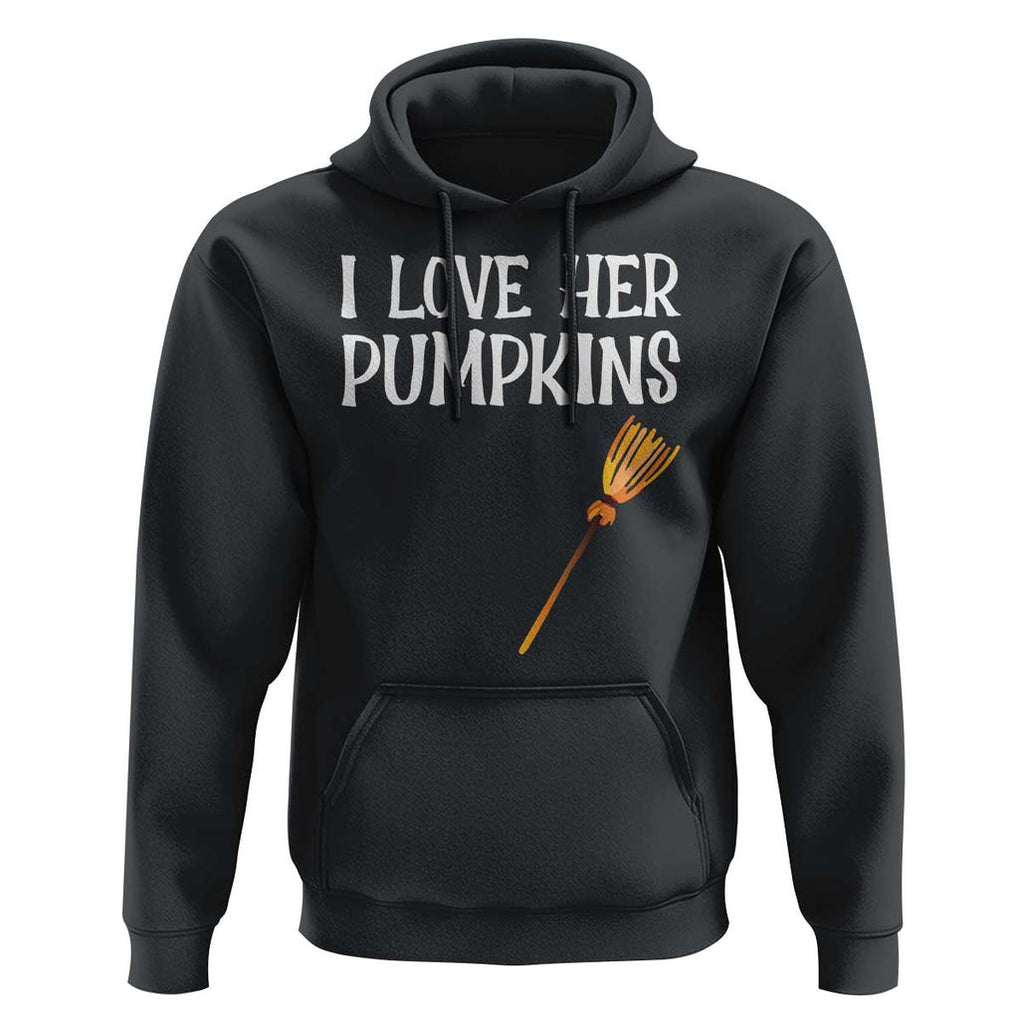 Halloween Couple Matching Hoodie I Love Her Pumpkins TS09 Black Print Your Wear