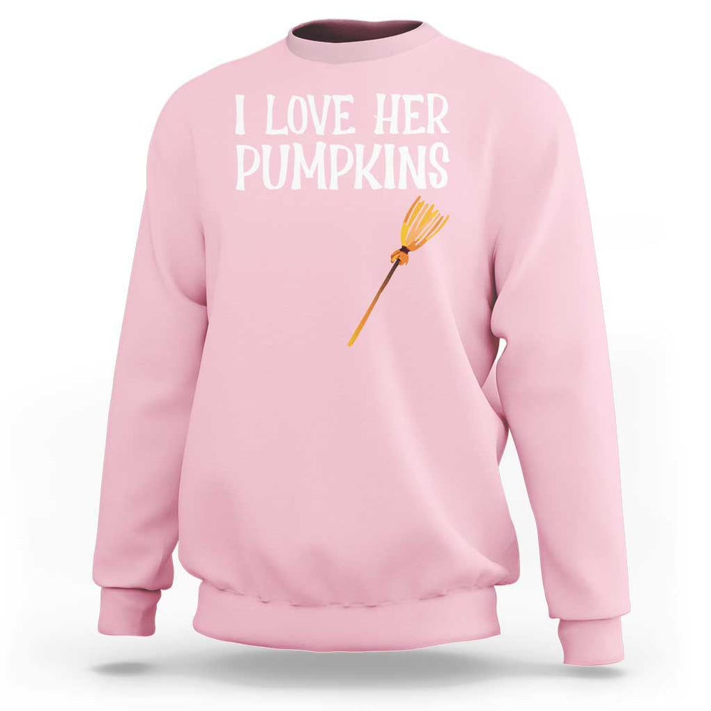 Halloween Couple Matching Sweatshirt I Love Her Pumpkins TS09 Light Pink Print Your Wear