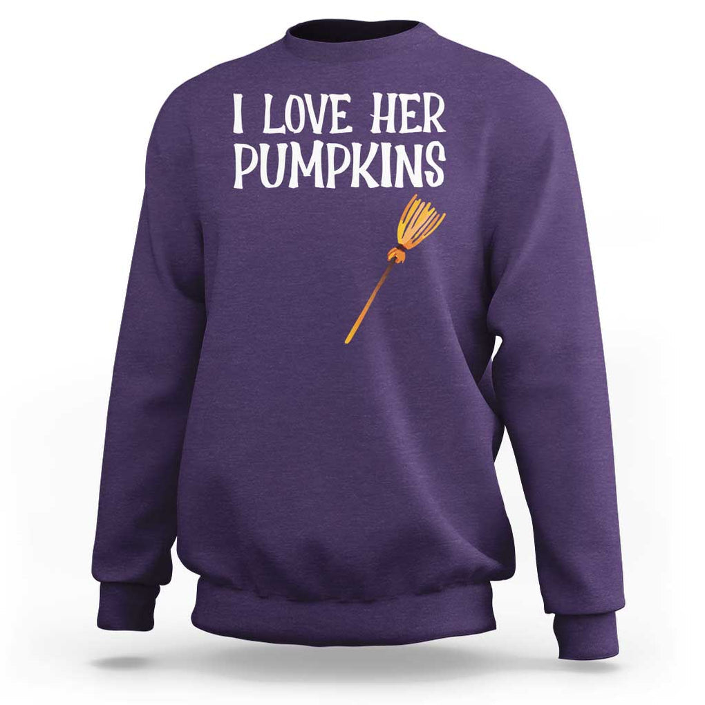 Halloween Couple Matching Sweatshirt I Love Her Pumpkins TS09 Purple Print Your Wear