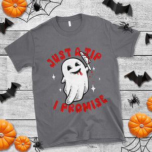 Funny Halloween T Shirt Cute Ghost Just The Tip I Promise TS09 Charcoal Print Your Wear
