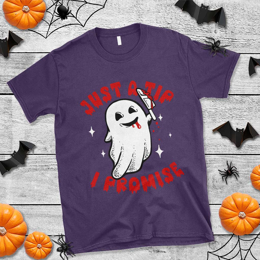 Funny Halloween T Shirt Cute Ghost Just The Tip I Promise TS09 Purple Print Your Wear