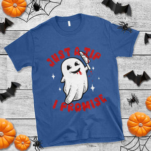 Funny Halloween T Shirt Cute Ghost Just The Tip I Promise TS09 Royal Blue Print Your Wear