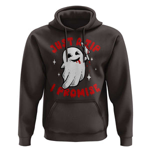 Funny Halloween Hoodie Cute Ghost Just The Tip I Promise TS09 Dark Chocolate Print Your Wear