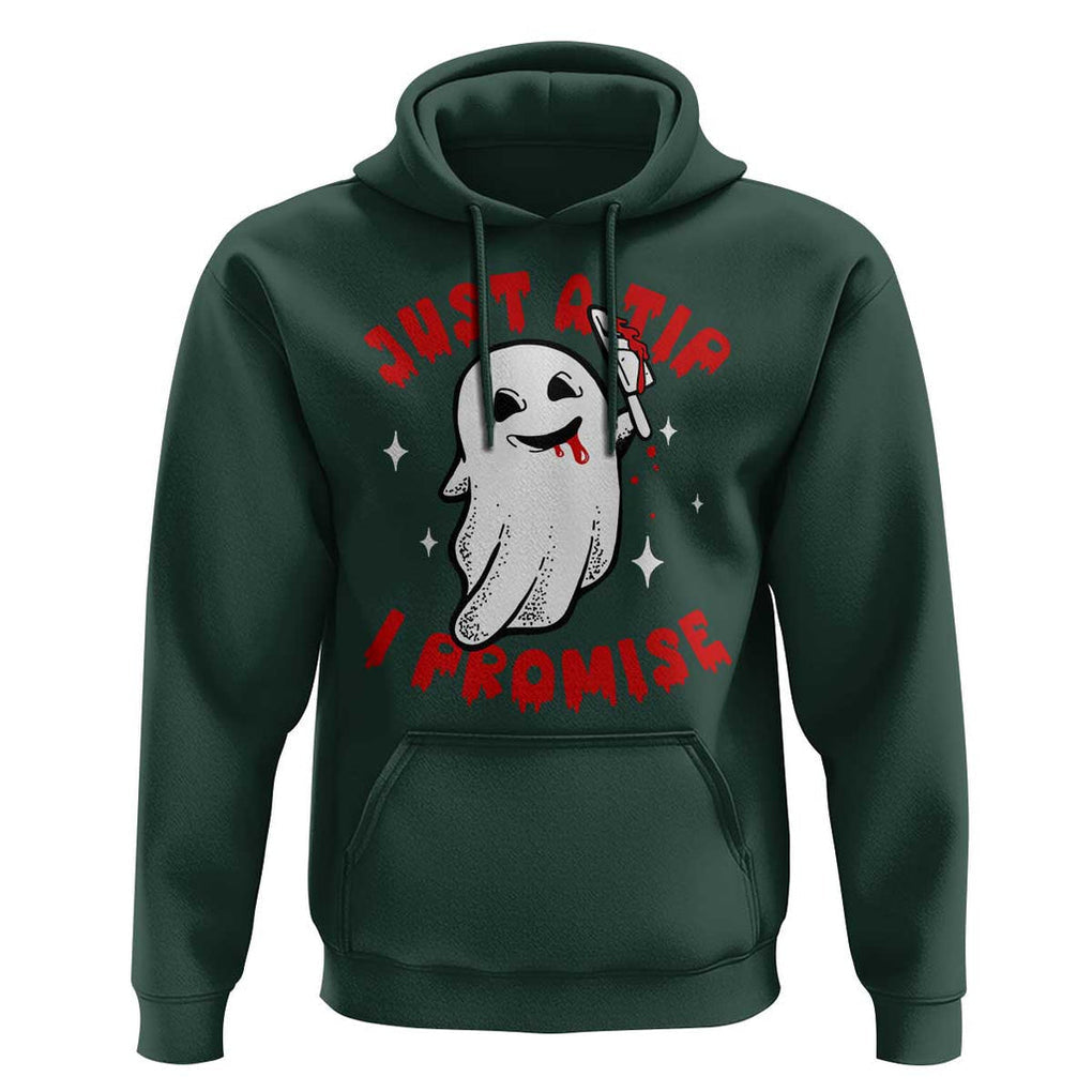 Funny Halloween Hoodie Cute Ghost Just The Tip I Promise TS09 Dark Forest Green Print Your Wear