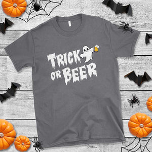 Funny Halloween Beer T Shirt Trick Or Beer Drinking Ghost TS09 Charcoal Print Your Wear