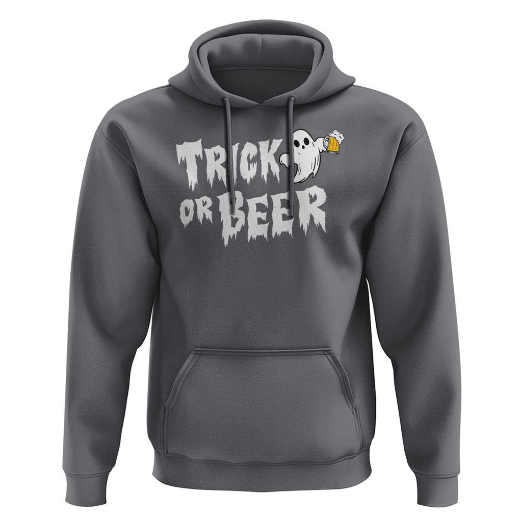 Funny Halloween Beer Hoodie Trick Or Beer Drinking Ghost TS09 Charcoal Print Your Wear
