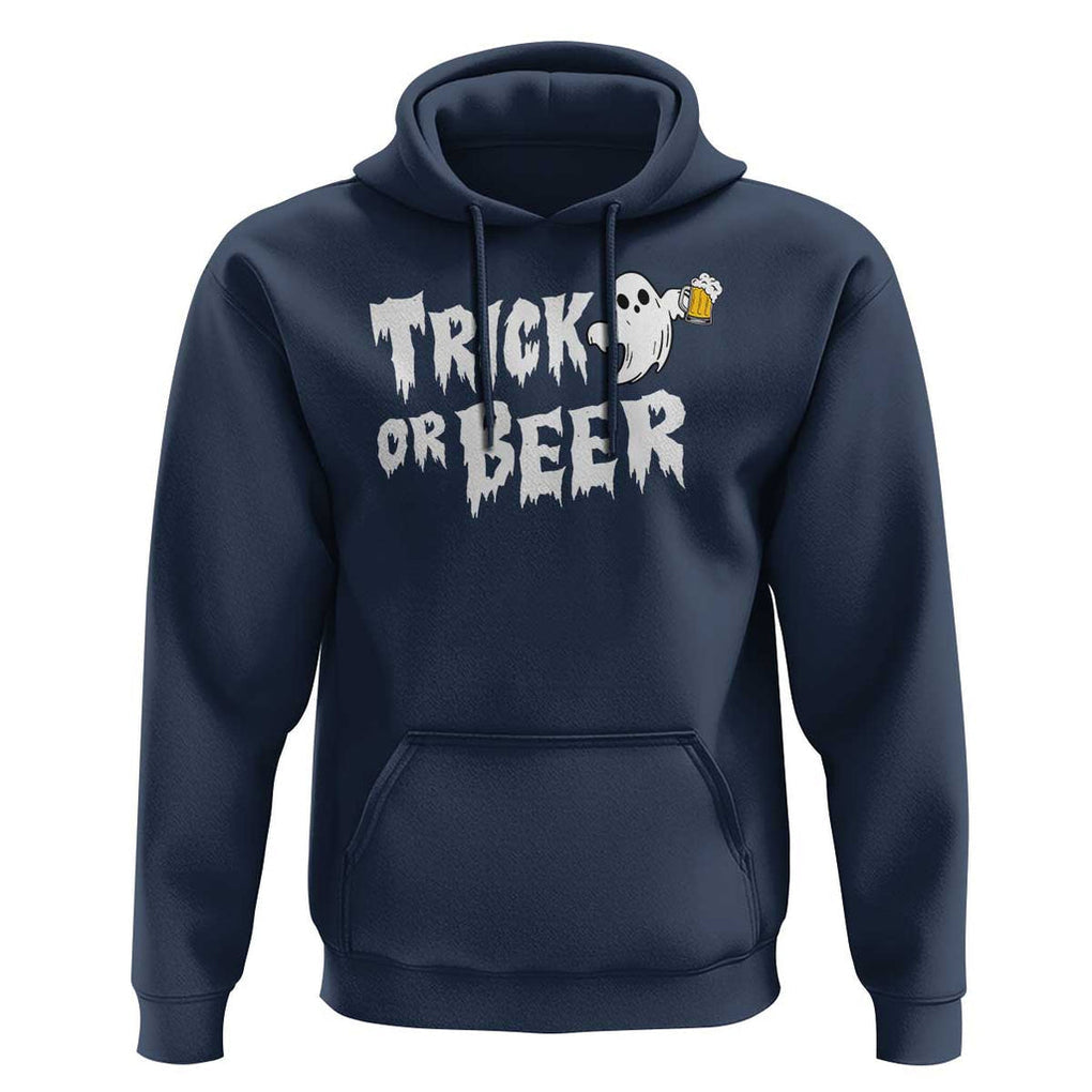 Funny Halloween Beer Hoodie Trick Or Beer Drinking Ghost TS09 Navy Print Your Wear