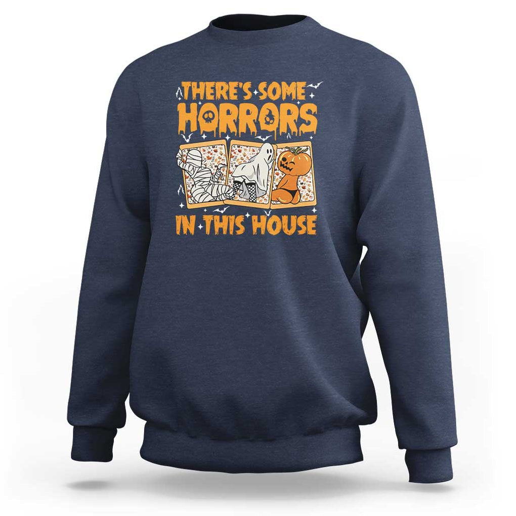 Funny Halloween Sweatshirt There's Some Horrors In This House TS09 Navy Print Your Wear