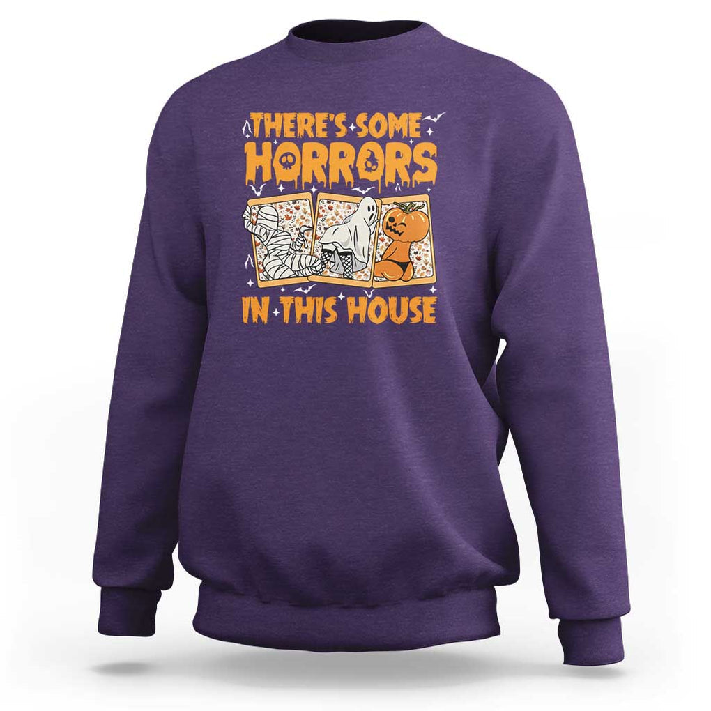 Funny Halloween Sweatshirt There's Some Horrors In This House TS09 Purple Print Your Wear