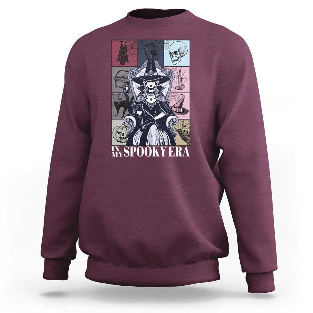 Halloween Witch Sweatshirt In My Spooky Era TS09 Maroon Print Your Wear