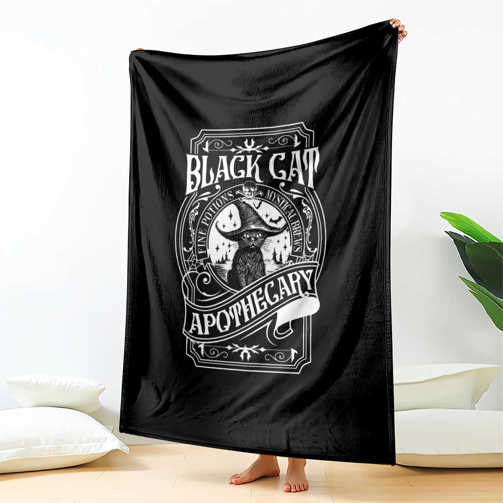 Black Cat Witch Throw Blanket Salem Apothecary Graphic Halloween TS09 Print Your Wear