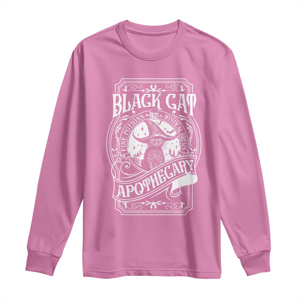 Black Cat Witch Long Sleeve Shirt Salem Apothecary Graphic Halloween TS09 Azalea Print Your Wear