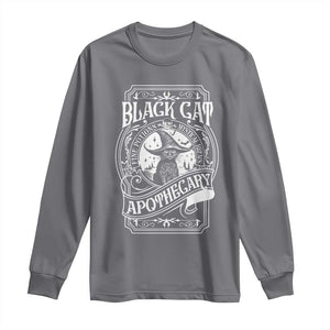 Black Cat Witch Long Sleeve Shirt Salem Apothecary Graphic Halloween TS09 Charcoal Print Your Wear