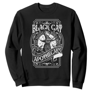 Black Cat Witch Sweatshirt Salem Apothecary Graphic Halloween TS09 Black Print Your Wear