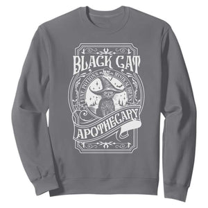 Black Cat Witch Sweatshirt Salem Apothecary Graphic Halloween TS09 Charcoal Print Your Wear