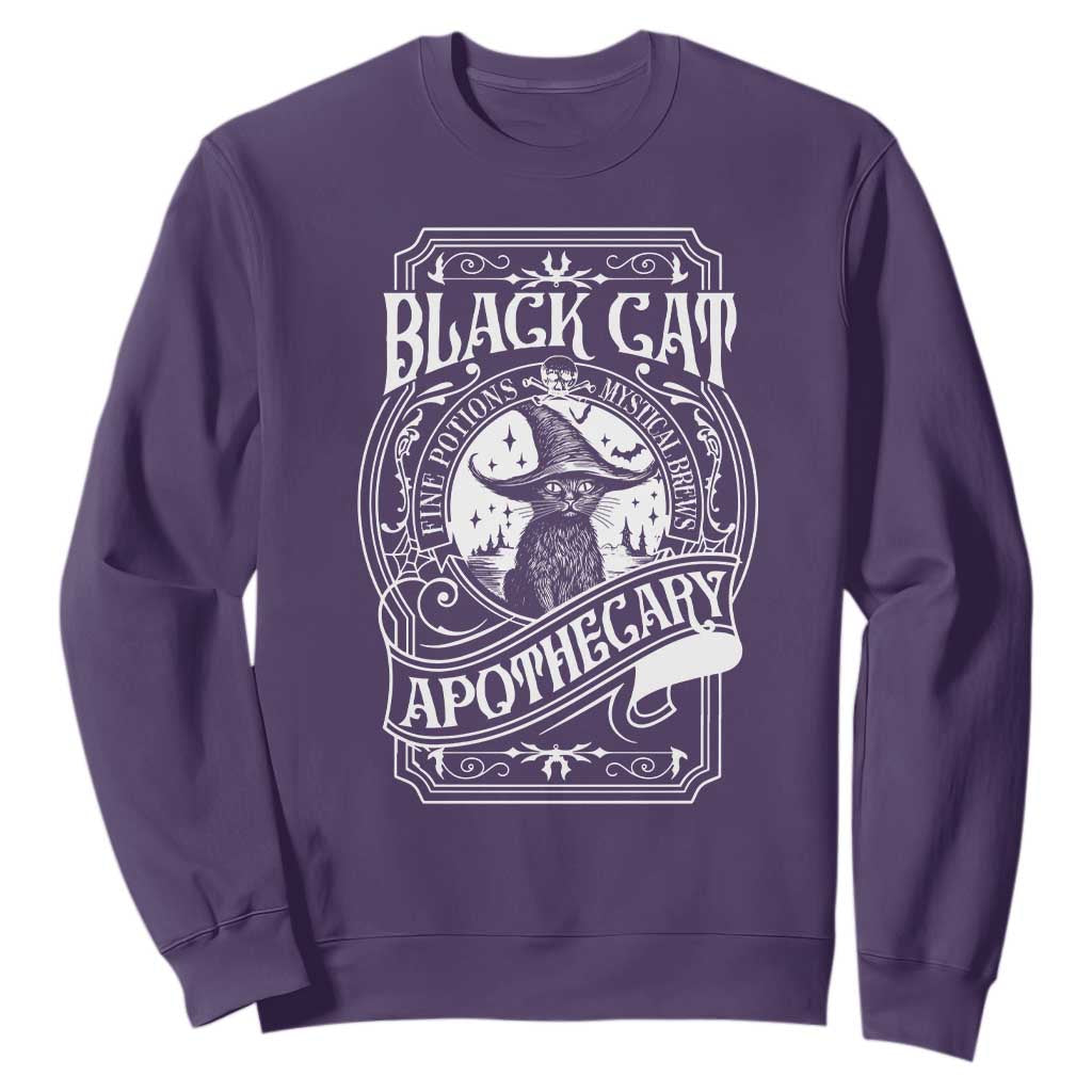 Black Cat Witch Sweatshirt Salem Apothecary Graphic Halloween TS09 Purple Print Your Wear