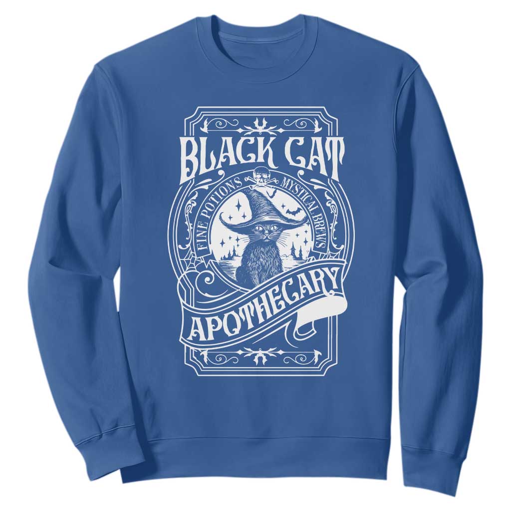 Black Cat Witch Sweatshirt Salem Apothecary Graphic Halloween TS09 Royal Blue Print Your Wear
