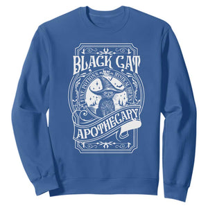 Black Cat Witch Sweatshirt Salem Apothecary Graphic Halloween TS09 Royal Blue Print Your Wear