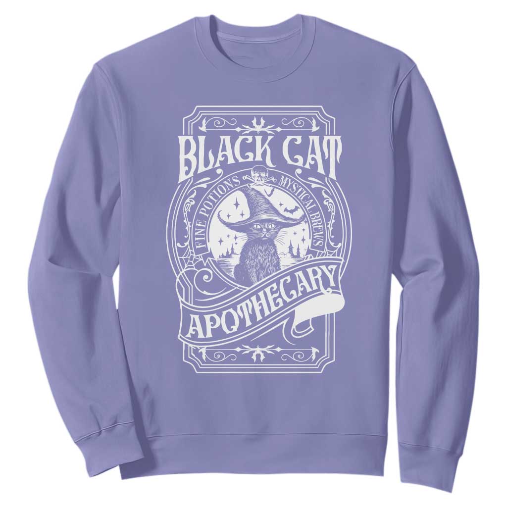 Black Cat Witch Sweatshirt Salem Apothecary Graphic Halloween TS09 Violet Print Your Wear