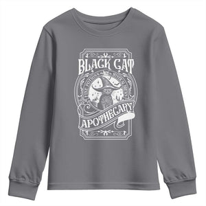 Black Cat Witch Youth Sweatshirt Salem Apothecary Graphic Halloween TS09 Charcoal Print Your Wear