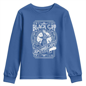 Black Cat Witch Youth Sweatshirt Salem Apothecary Graphic Halloween TS09 Royal Blue Print Your Wear