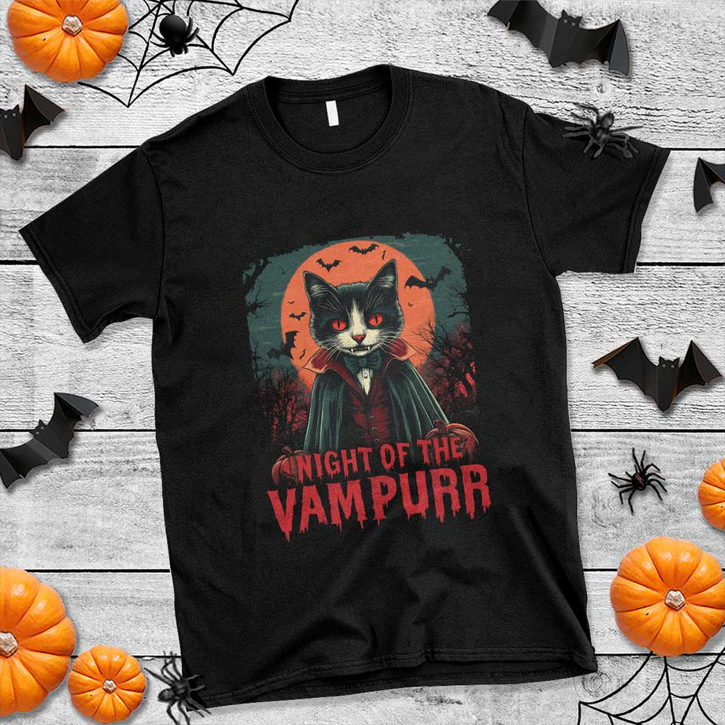 Halloween Vampire Cat T Shirt Night Of The Vampurr TS09 Black Print Your Wear