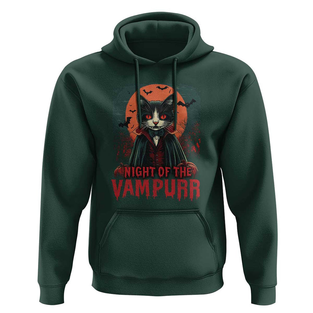 Halloween Vampire Cat Hoodie Night Of The Vampurr TS09 Dark Forest Green Print Your Wear
