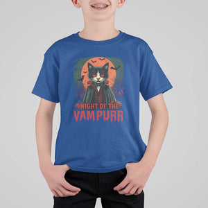 Halloween Vampire Cat T Shirt For Kid Night Of The Vampurr TS09 Royal Blue Print Your Wear