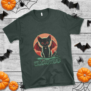 Halloween Vampurr Vampire Cat T Shirt TS09 Dark Forest Green Print Your Wear