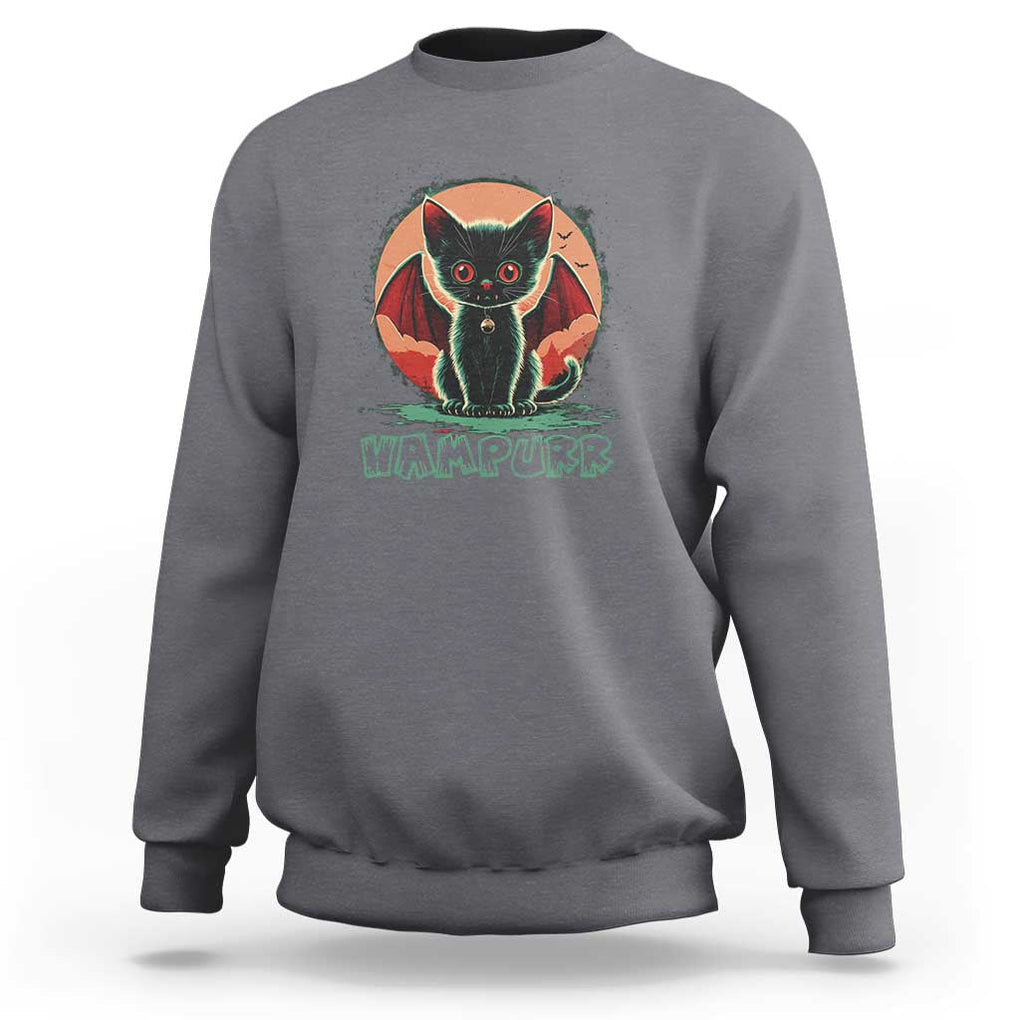 Halloween Vampurr Vampire Cat Sweatshirt TS09 Charcoal Print Your Wear