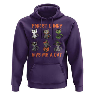 Halloween Cat Lover Hoodie Forget Candy Give Me Cat TS09 Purple Print Your Wear