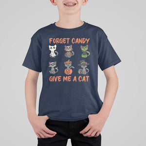 Halloween Cat Lover T Shirt For Kid Forget Candy Give Me Cat TS09 Navy Print Your Wear